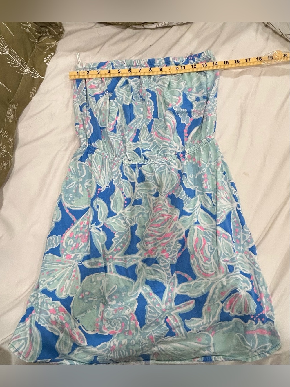 Lilly Pulitzer Strapless Dress Blue Floral Cottagecore Beach Size M